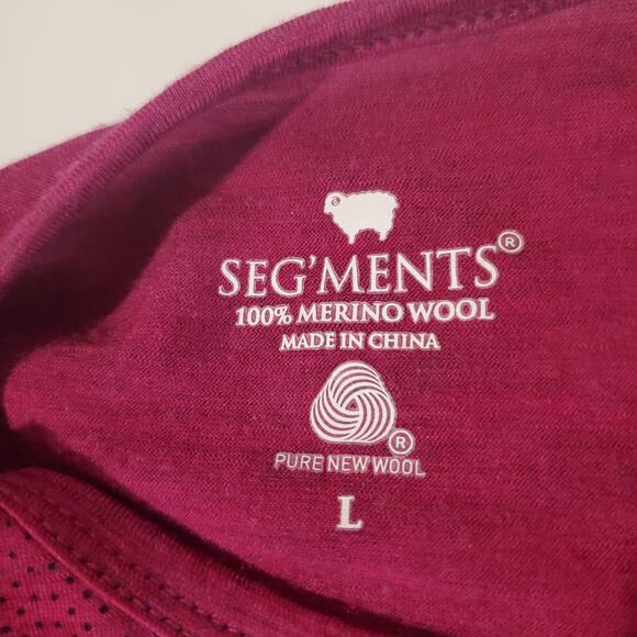 Seg'ments 100% Merino Wool Lightweight Baselayer Pullover Top Womens Size L Pink - Picture 6 of 9